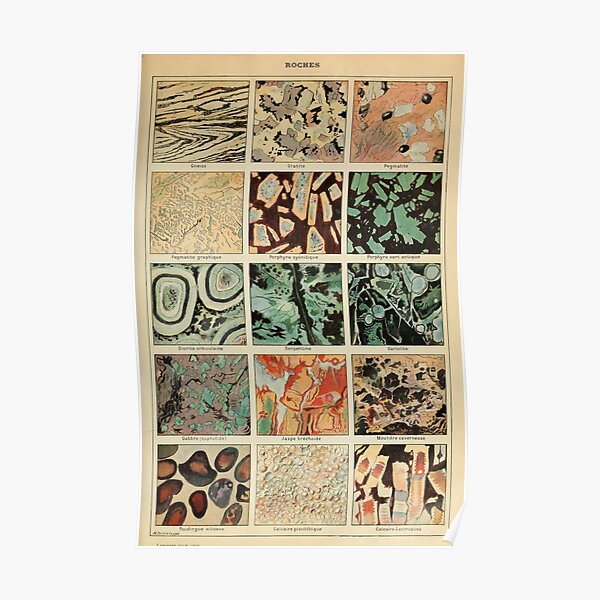 Crystals Print - Geology Print - Vintage French Science Journal Poster