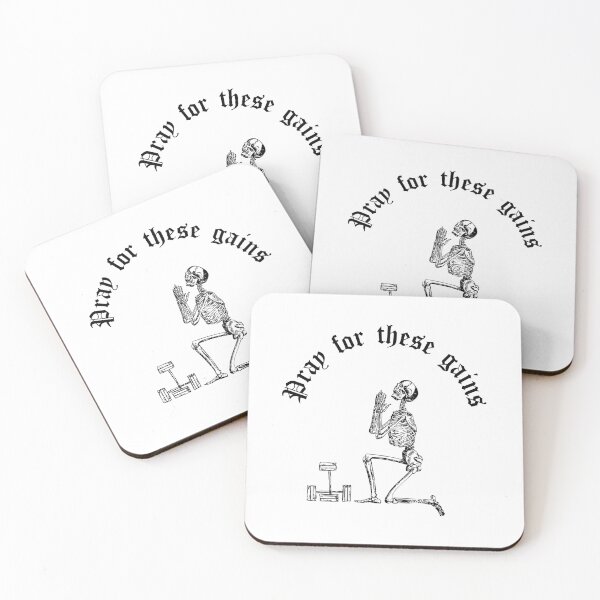Item preview, Pray For These Gains Skeleton Gym Motivational Fitness Workout designed and sold by Funny Shirts Matter.