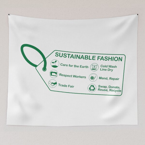 Item preview, Sustainable Fashion care labels, care for the earth, respect workers, trade fair, wash cold and line dry, mend, repair, upcycle, swap, donate and recycle designed and sold by Hollyharry.