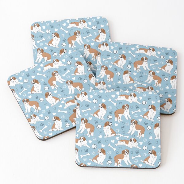 Item preview, Playing  Saint Bernard St. Bernard Dog - Blue Background designed and sold by Lulupainting.