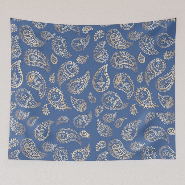 Item preview, Classic blue and gold paisley designed and sold by Home Cyn Home.