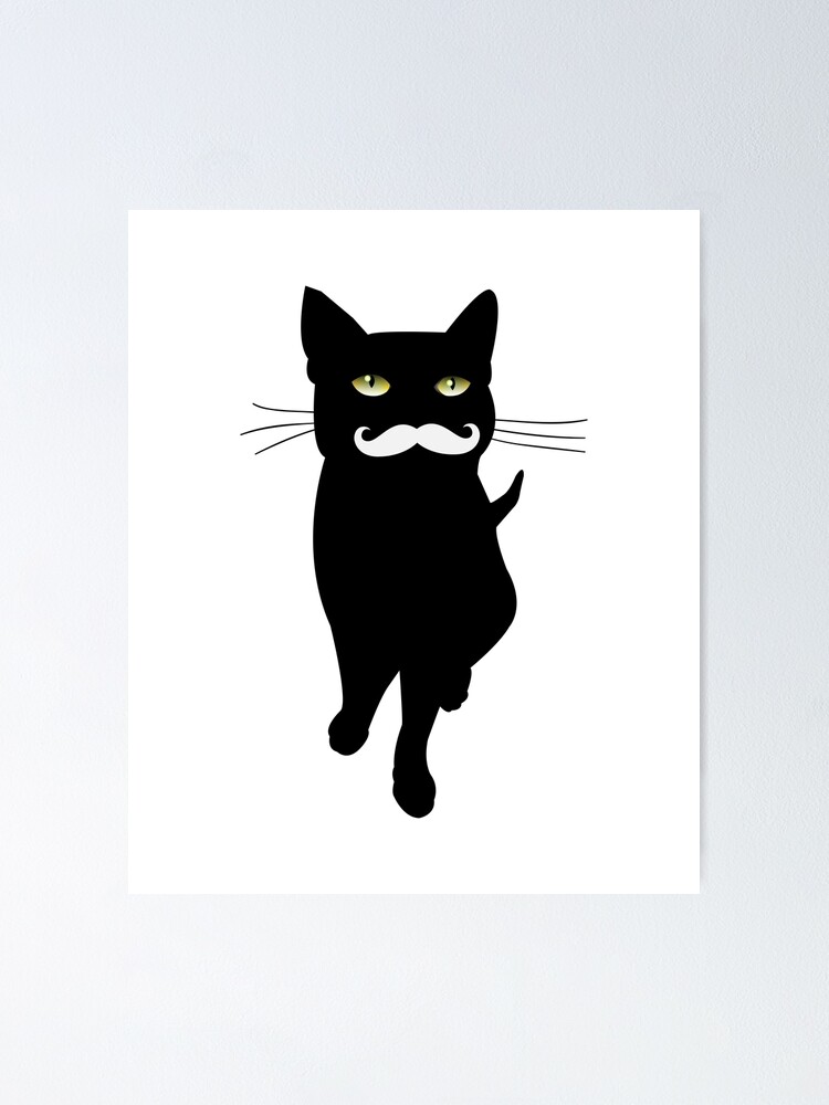 Cat T Shirt Cat With Mustage Cat Lovers Poster By Funnyaddicting Redbubble - roblox cat home decor redbubble