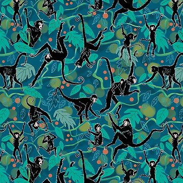 Artwork thumbnail, Black Spider Monkeys in Tropical Jungle by vinpauld