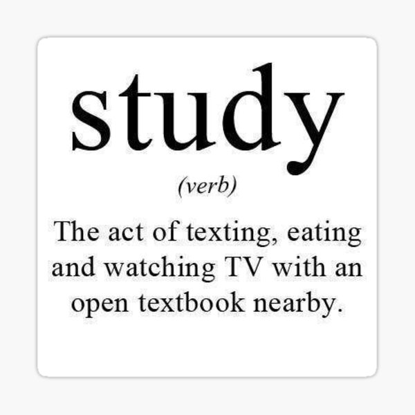 "Study ( verb ) " Sticker by Singerevita Redbubble