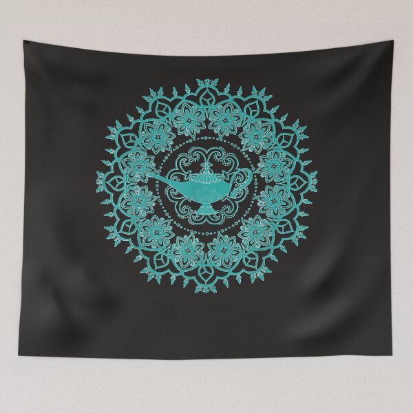 Aperçu de l'œuvre  Lampe du Génie d'Aladdin Teal Mandala créée et vendue par AmandaKeeling1.