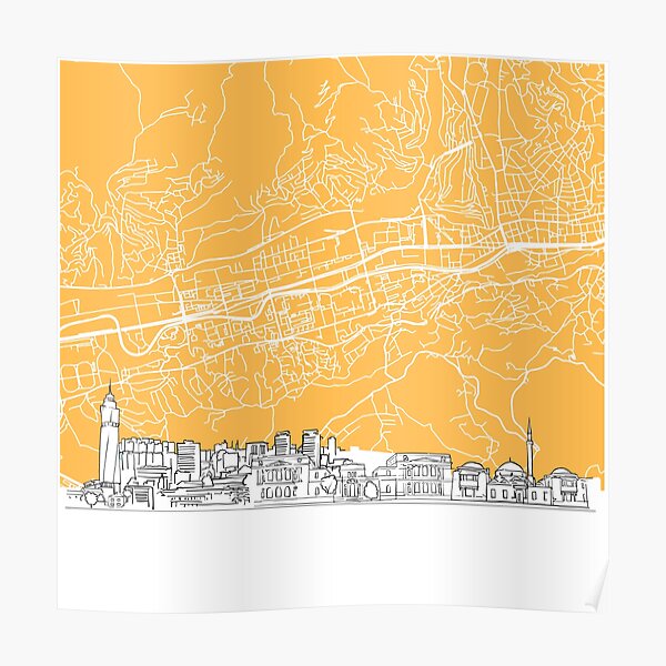 Sarajevo Bosnia and Herzegovina Skyline Map Poster
