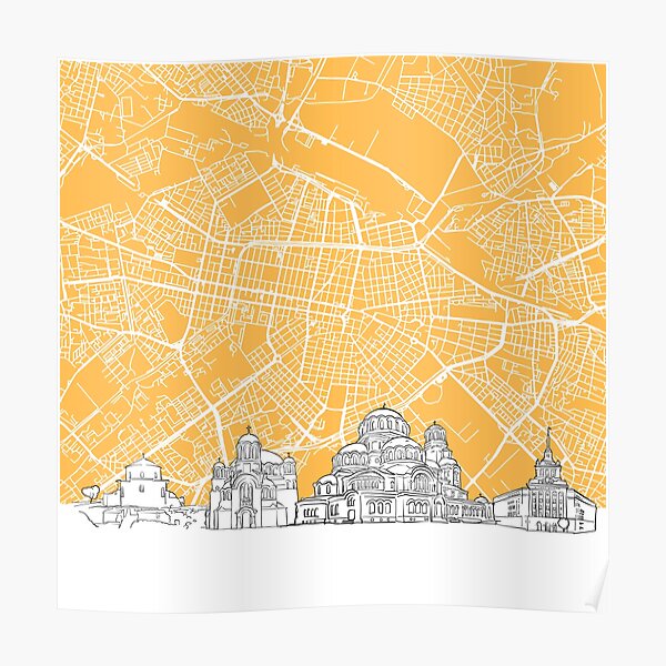 Sofia Bulgaria Skyline Map Poster