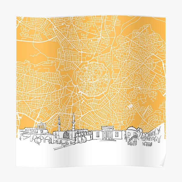 Nicosia Cyprus Skyline Map Poster