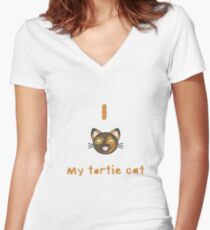 I Love My Tortie Cat Women's Fitted V-Neck T-Shirt