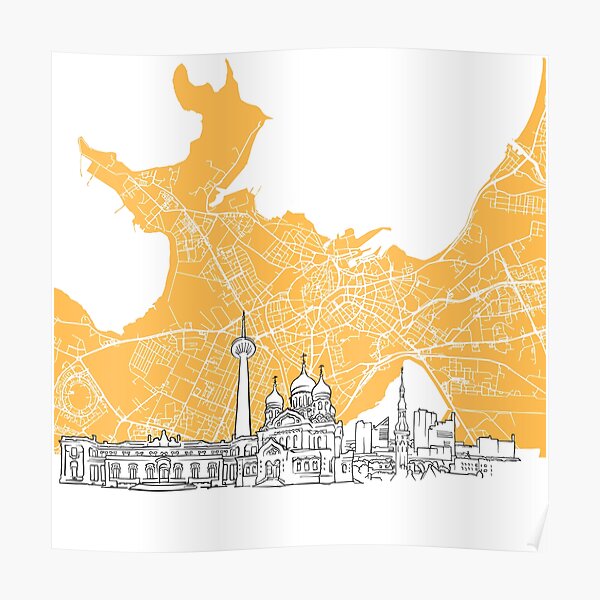 Tallinn Estonia Skyline Map Poster