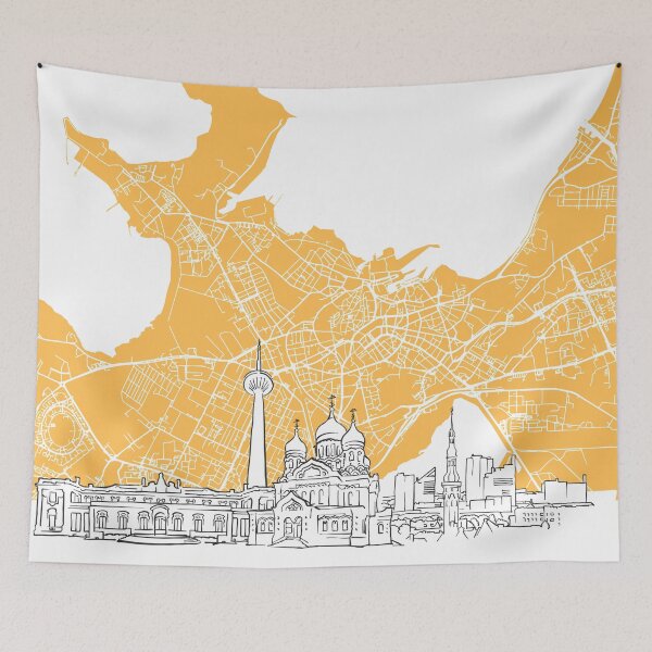 Item preview, Tallinn Estonia Skyline Map designed and sold by hebstreit.