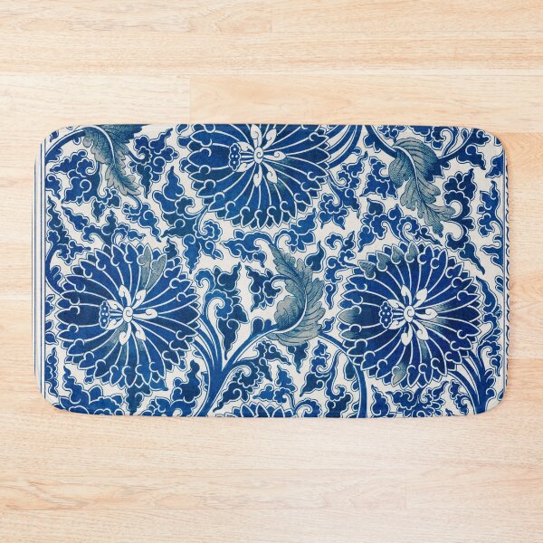 Item preview, Vintage Chinese Ornament Blue Floral Pattern By Owen Jones ,Antique,Retro,flower,botanical,aesthetic,classic,china, designed and sold by Tamas Das.