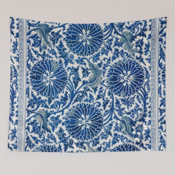 Item preview, Vintage Chinese Ornament Blue Floral Pattern By Owen Jones ,Antique,Retro,flower,botanical,aesthetic,classic,china, designed and sold by Tamas Das.