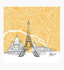 Paris France Skyline Map Photographic Print