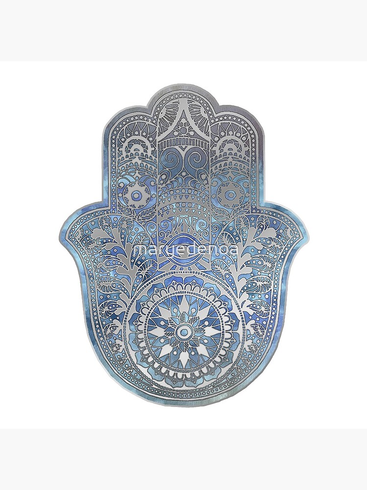 Silver Blues Hamsa Hand by maryedenoa