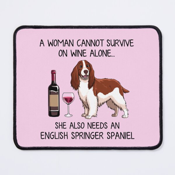 Item preview, English Springer Spaniel and wine Funny gift for dog mom designed and sold by TeeDoozy.