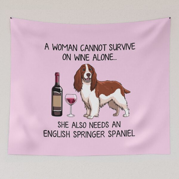 Item preview, English Springer Spaniel and wine Funny gift for dog mom designed and sold by TeeDoozy.
