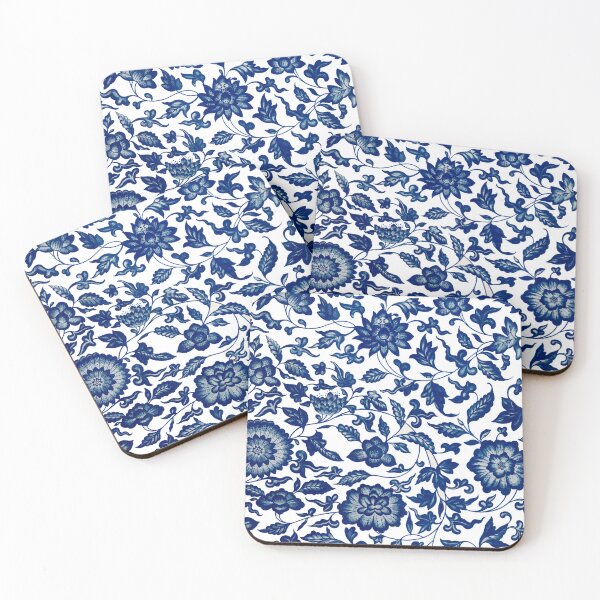 Item preview, Vintage Blue Floral Pattern  Chinese Ornament By Owen Jones ,Antique,Retro,flower,botanical,aesthetic,classic,china, designed and sold by Tamas Das.