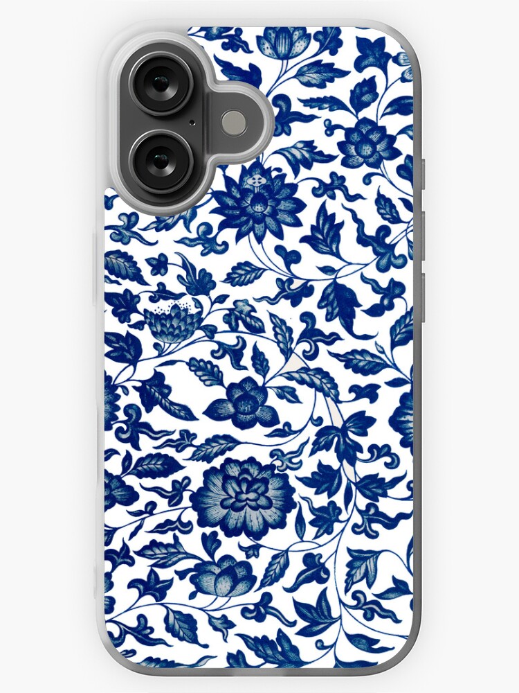 Vintage Blue Floral Pattern Chinese Ornament By Owen Jones