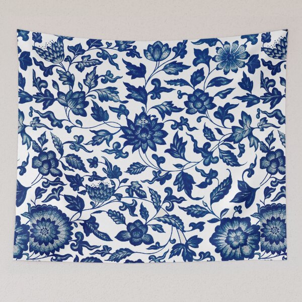 Item preview, Vintage Blue Floral Pattern  Chinese Ornament By Owen Jones ,Antique,Retro,flower,botanical,aesthetic,classic,china, designed and sold by Tamas Das.