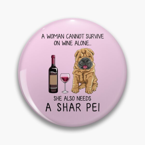 Item preview, Shar Pei and wine Funny gift for dog mom designed and sold by TeeDoozy.