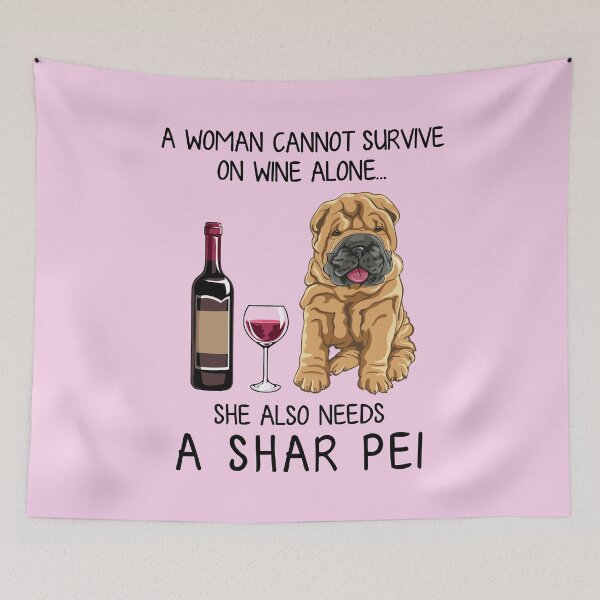 Item preview, Shar Pei and wine Funny gift for dog mom designed and sold by TeeDoozy.