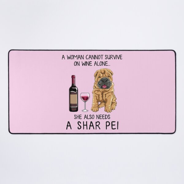 Item preview, Shar Pei and wine Funny gift for dog mom designed and sold by TeeDoozy.