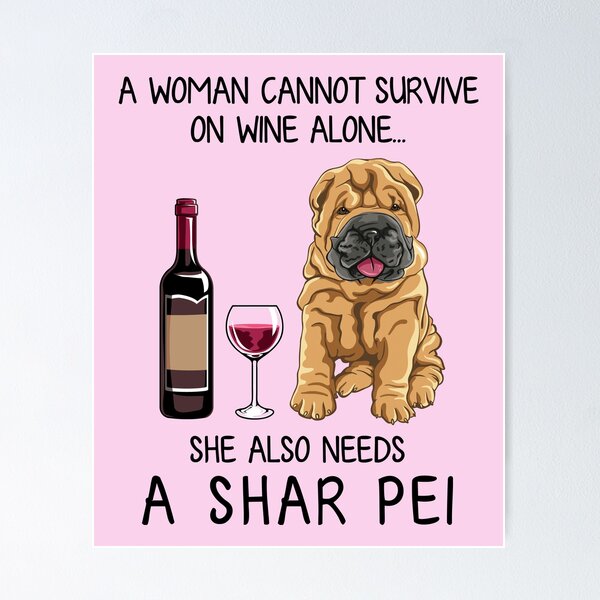 Item preview, Shar Pei and wine Funny gift for dog mom designed and sold by TeeDoozy.