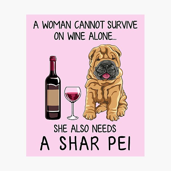 Item preview, Shar Pei and wine Funny gift for dog mom designed and sold by TeeDoozy.