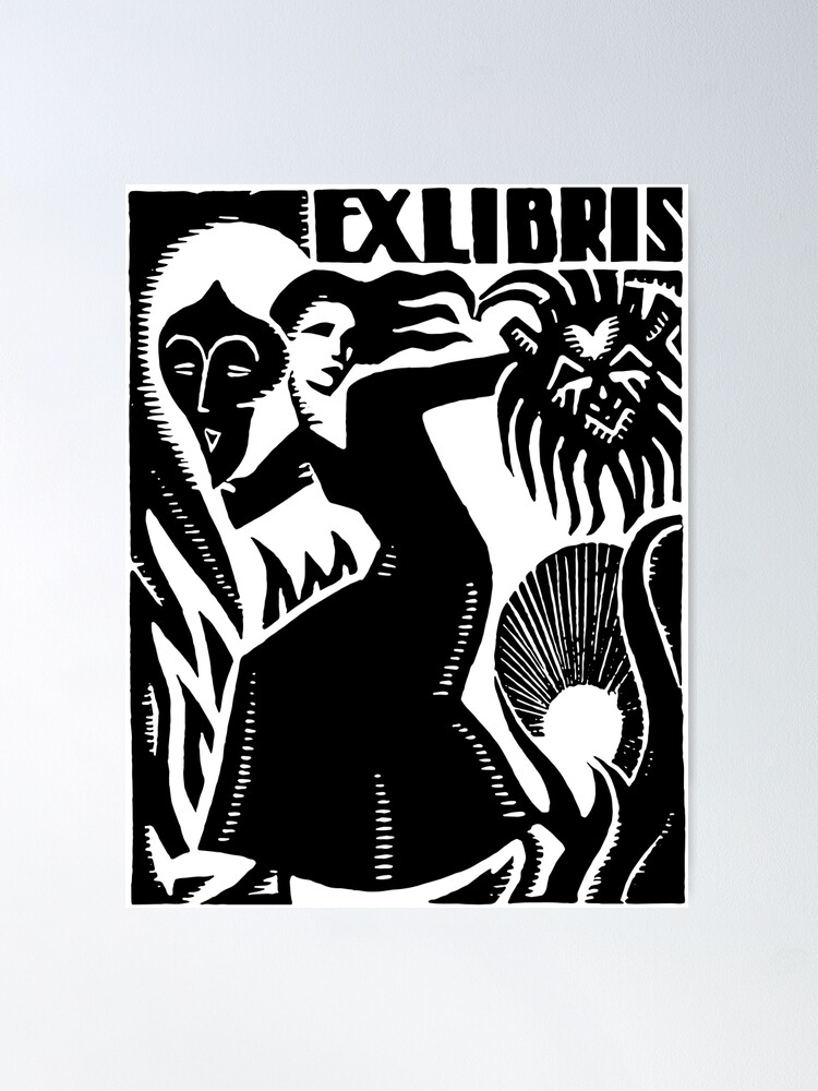 Fré Cohen Ex Libris Woman with Masks Bookplate Poster for Sale by  maloneyman