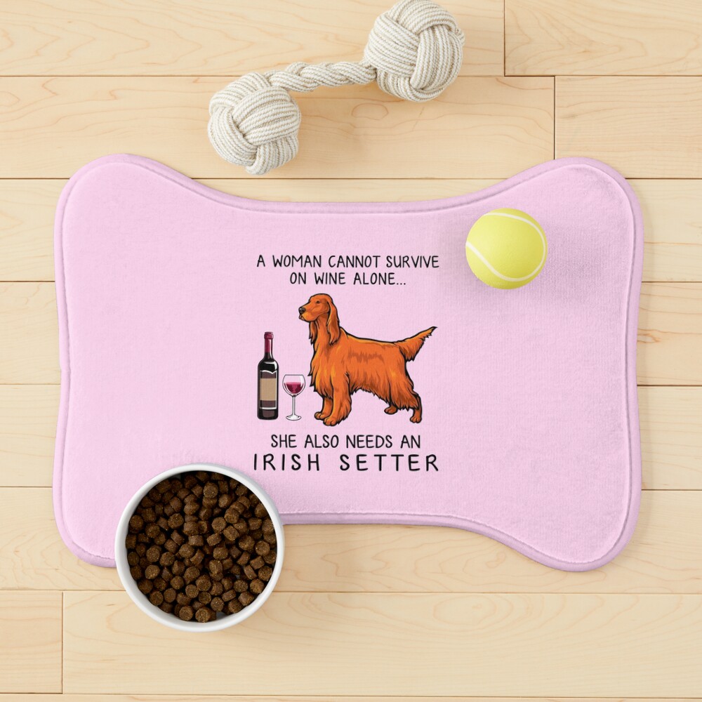 Irish Setter and wine Funny gift for dog mom Pet Mat
