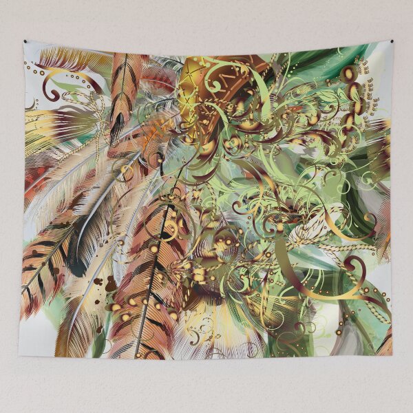 Item preview, Bohemian pattern with feathers designed and sold by FGCART.