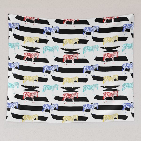 Item preview, Colorful Zebra Parade - Striped Animal Art designed and sold by DonneeCreations.