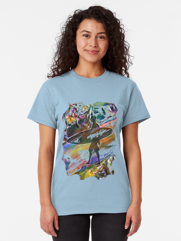 Alternate view of SURF'S UP COLOURFUL SURFER SILHOUETTE Classic T-Shirt