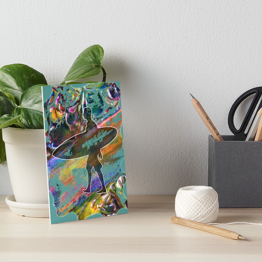 SURF'S UP COLOURFUL SURFER SILHOUETTE Art Board Print