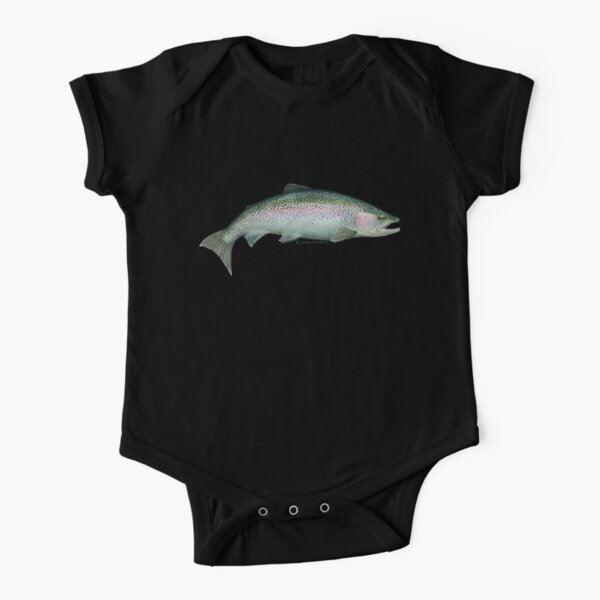 Fly Fishing Baby Clothes-Trout Fishing Onesie 12-18 Months / Black Short Sleeve
