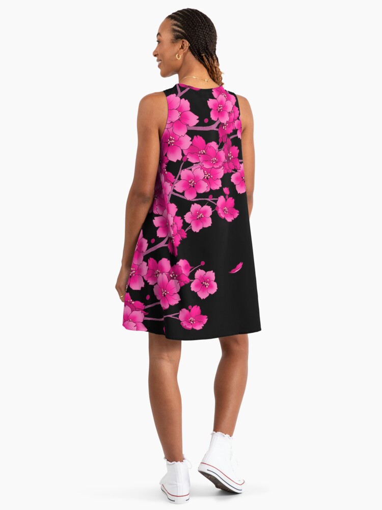 Falling Neon Hot Pink Sakura Cherry Blossom" A-Line Dress for Sale by  arterialmotive | Redbubble