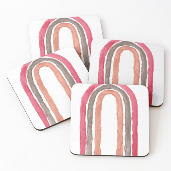 Item preview, Rainbow in watercolor, rust, pink and brown. designed and sold by DropoftheOcean.