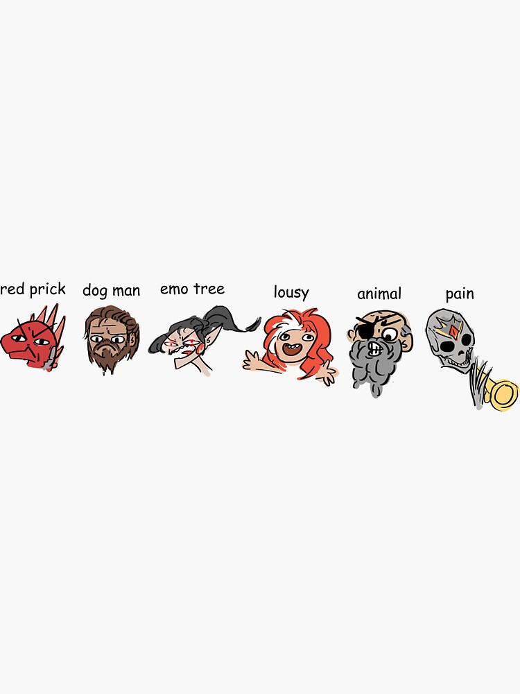 "Divinity Original Sin 2 origin characters (lined)" Sticker by