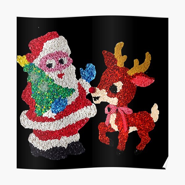 Santa & Rudolph 70s Melted Plastic Popcorn Poster
