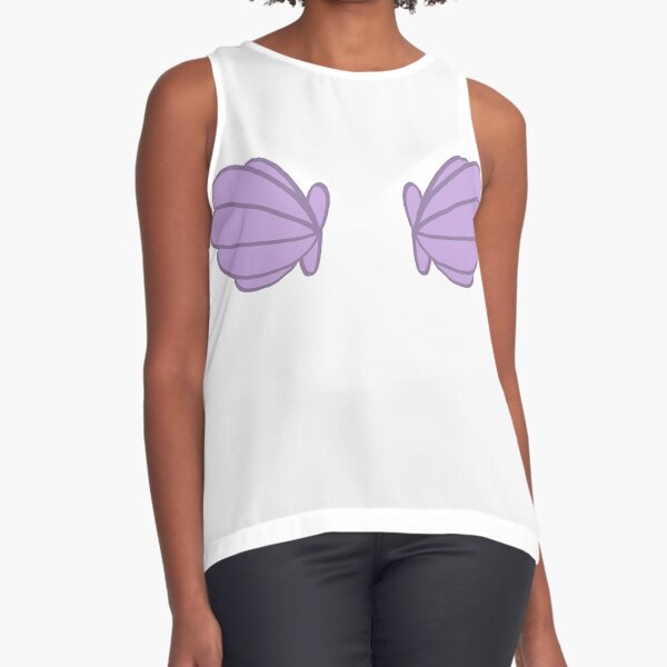 Mermaid Shirt, Purple Glitter Mermaid Seashell Bra Tank Top