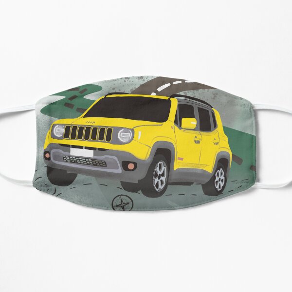 Yellow jeep renegade car illustration, car print, jeep car illustration Flat Mask