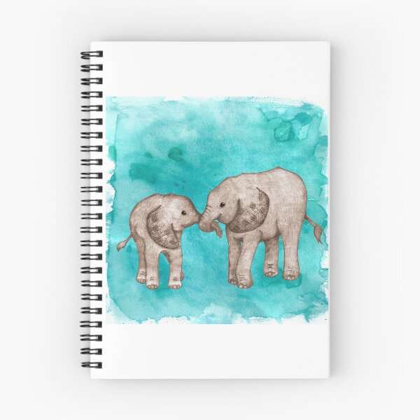 Item preview, Baby Elephant Love - sepia on teal watercolour designed and sold by Perrin Le Feuvre.