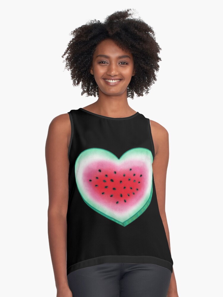 Blusa sin mangas «Amor de verano - Corazón de sandía» de PerrinLeFeuvre |  Redbubble