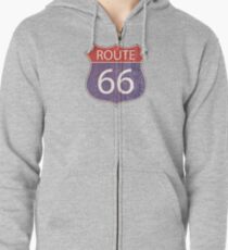 Route 66 Road Sign Zipped Hoodie