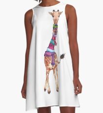 Cold Outside - Cute Giraffe Illustration A-Line Dress