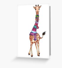 Cold Outside - Cute Giraffe Illustration Greeting Card