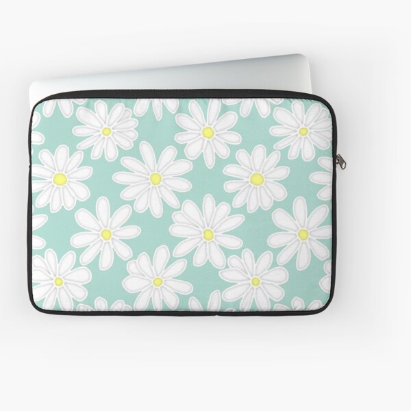 Bright Happy Daisies on Mint Laptop Sleeve