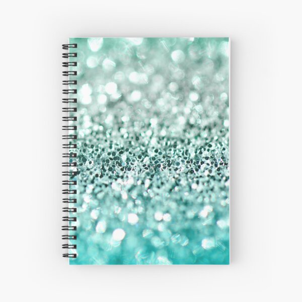 Aqua Glitter Spiral Notebook