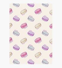 French Macaron Pattern - raspberry, pistachio, lemon & blueberry Photographic Print
